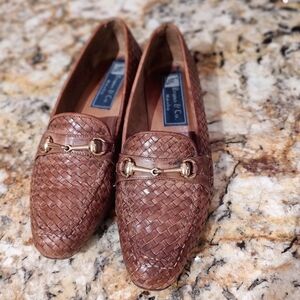 Brown Woven Leather Loafers with Gold Bit – Bruno & Co Size 37.1/3 Made In Italy